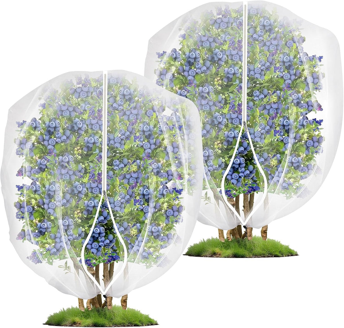 2PCS Large 7.8 x 7.8ft Fruit Tree Netting Cover with Zipper and Drawstring,Garden Insect Netting Plant Cover Transparent Bird Plant Barrier Flower Fruit Mesh Screen for Preventing Deer Squirrel Bugs