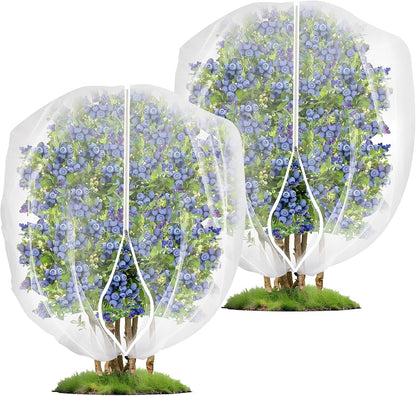 2PCS Large 7.8 x 7.8ft Fruit Tree Netting Cover with Zipper and Drawstring,Garden Insect Netting Plant Cover Transparent Bird Plant Barrier Flower Fruit Mesh Screen for Preventing Deer Squirrel Bugs