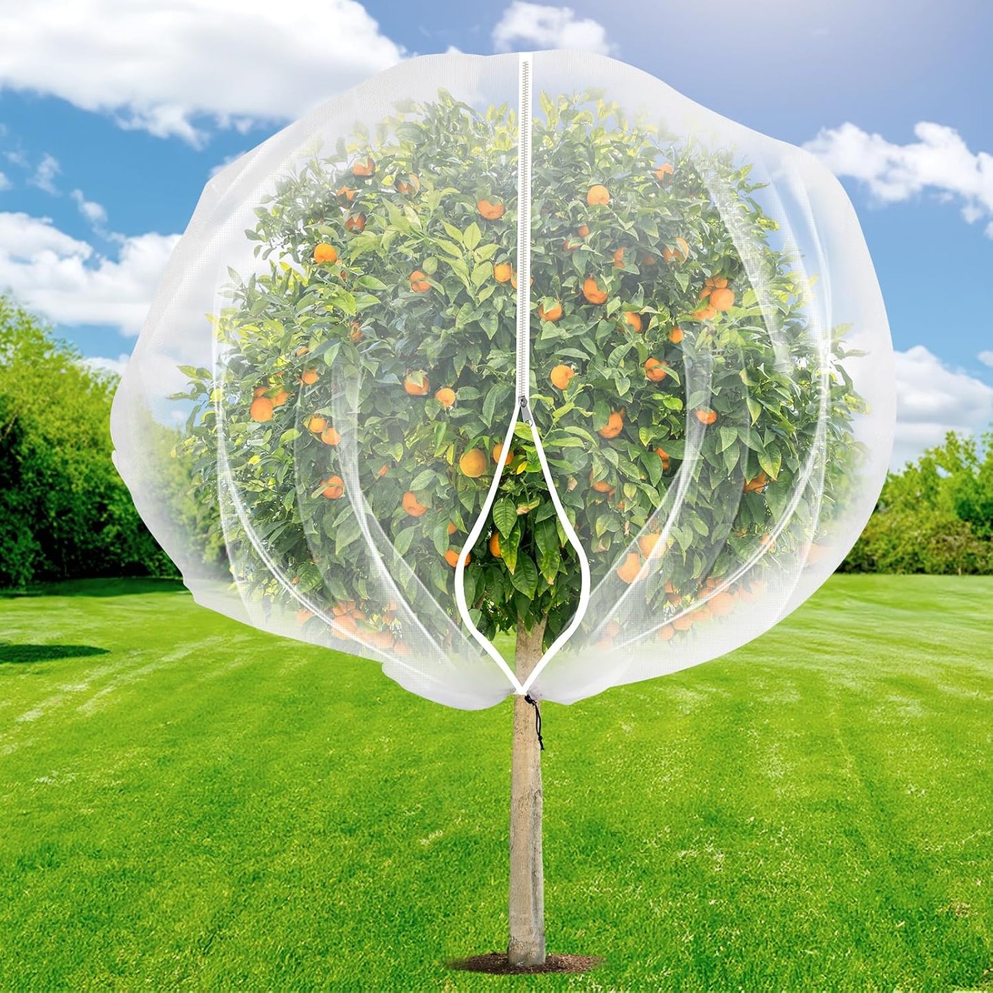 2PCS Large 7.8 x 7.8ft Fruit Tree Netting Cover with Zipper and Drawstring,Garden Insect Netting Plant Cover Transparent Bird Plant Barrier Flower Fruit Mesh Screen for Preventing Deer Squirrel Bugs