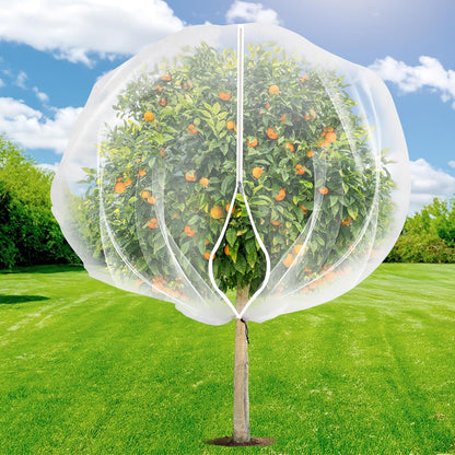 2PCS Large 7.8 x 7.8ft Fruit Tree Netting Cover with Zipper and Drawstring,Garden Insect Netting Plant Cover Transparent Bird Plant Barrier Flower Fruit Mesh Screen for Preventing Deer Squirrel Bugs