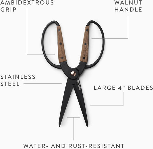 Garden Scissors - Walnut Scissors - Garden Supplies and Indoor Plant Accessories - Plant Shears with Wide Handles - Comfortable Fit Hand Pruners (Large)
