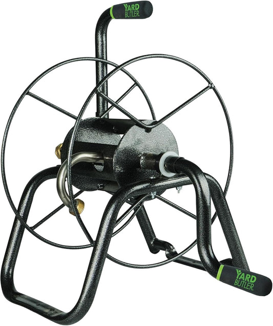 Portable Ground/Wall Mount Hose Reel, 75ft - Leakproof Hose Storage Solution - Durable Powder Coated Steel Construction - Rust Resistant Outdoor Watering Accessory - Tangle-Free Operation
