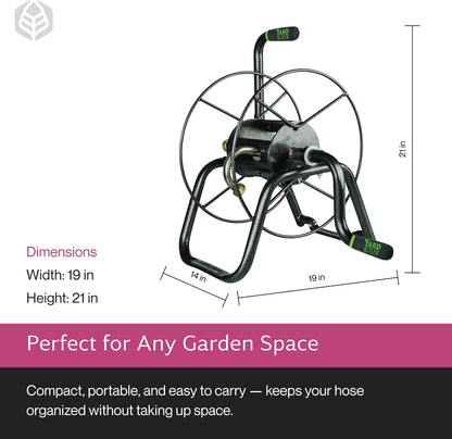 Portable Ground/Wall Mount Hose Reel, 75ft - Leakproof Hose Storage Solution - Durable Powder Coated Steel Construction - Rust Resistant Outdoor Watering Accessory - Tangle-Free Operation