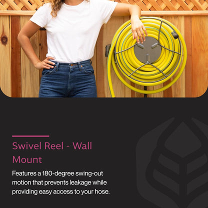 Portable Ground/Wall Mount Hose Reel, 75ft - Leakproof Hose Storage Solution - Durable Powder Coated Steel Construction - Rust Resistant Outdoor Watering Accessory - Tangle-Free Operation