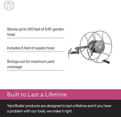 Portable Ground/Wall Mount Hose Reel, 75ft - Leakproof Hose Storage Solution - Durable Powder Coated Steel Construction - Rust Resistant Outdoor Watering Accessory - Tangle-Free Operation