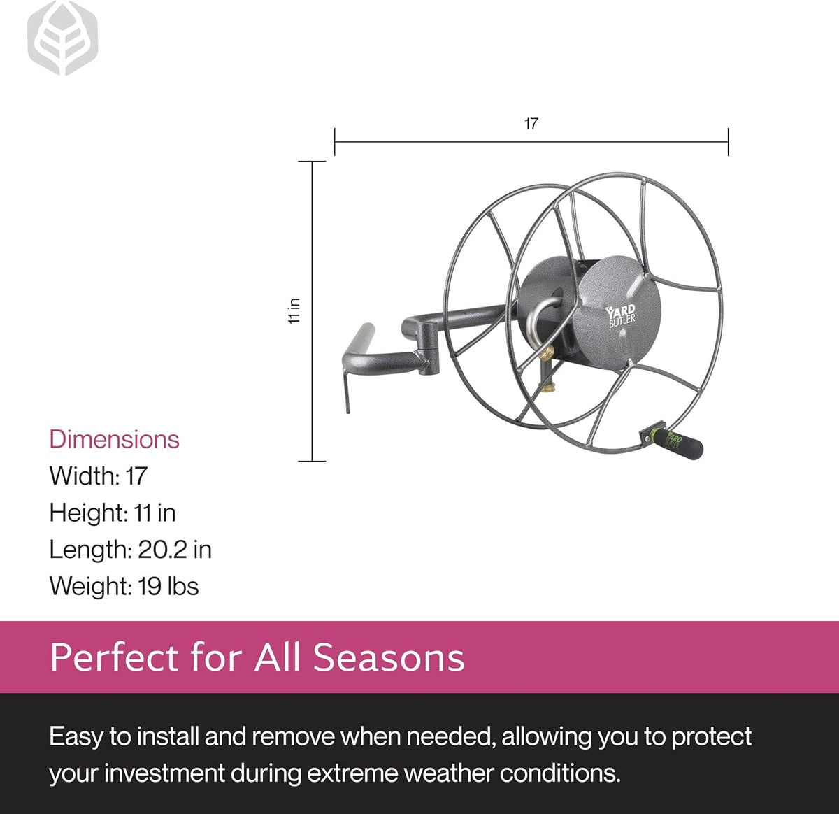 Portable Ground/Wall Mount Hose Reel, 75ft - Leakproof Hose Storage Solution - Durable Powder Coated Steel Construction - Rust Resistant Outdoor Watering Accessory - Tangle-Free Operation