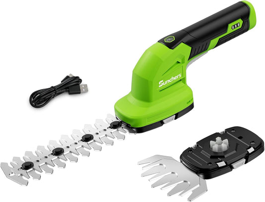 2 in 1 Hedge Trimmer Cordless, 7.2V Electric Grass Cutter Hedge Shears, Handheld Shrub Bush Trimmer, Lightweight Grass Shears, Rechargeable Yard Tool Battery & Type-C Cable, Gift for Men, Dad, Husband