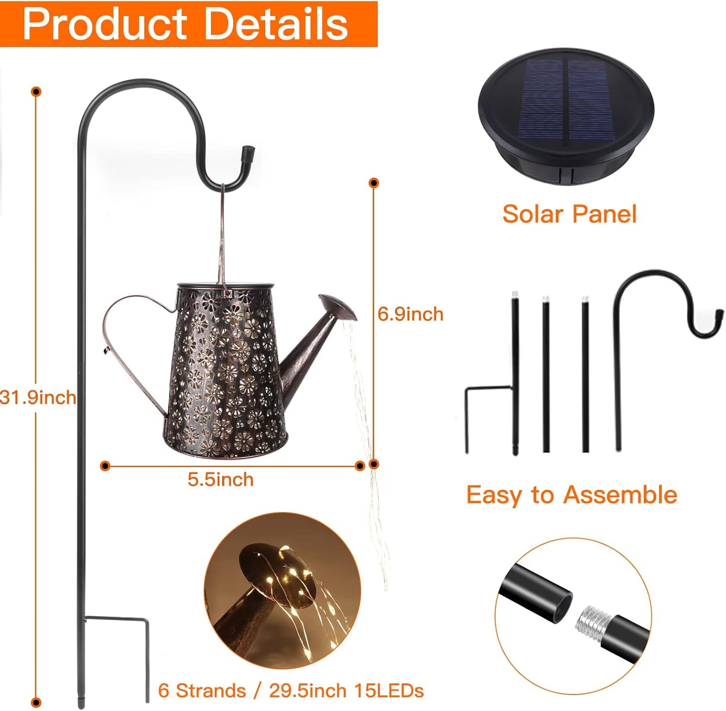 Solar Garden Lights Watering Can Lights Outdoor Garden Decor
