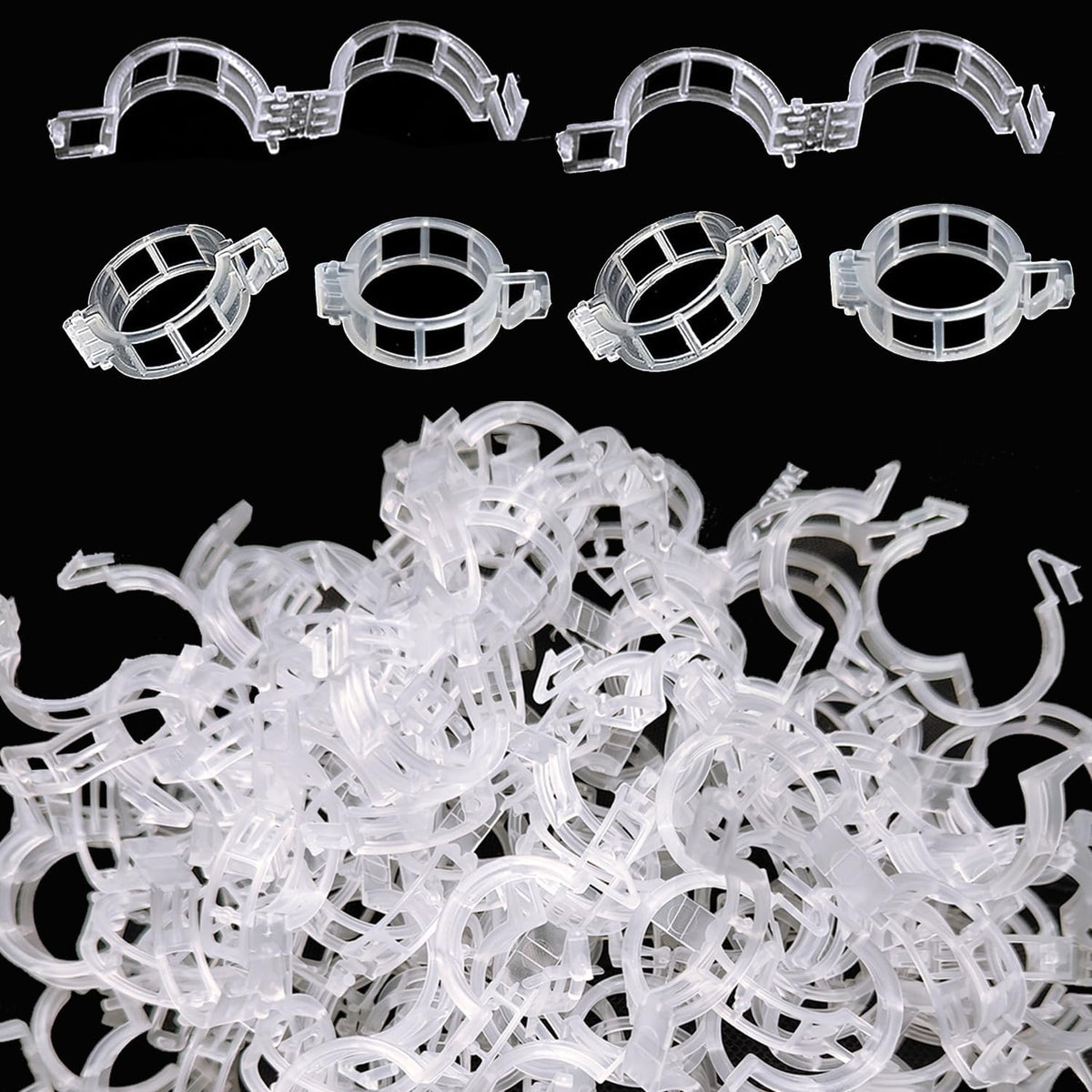 50pcs Plastic Support Clips - Tomato Clips for String Trellis, Grape Vine Clips for Garden Netting Climbing Plants, Secured Plastic Plant Clip for Fixing Stem and Vine (50, White)