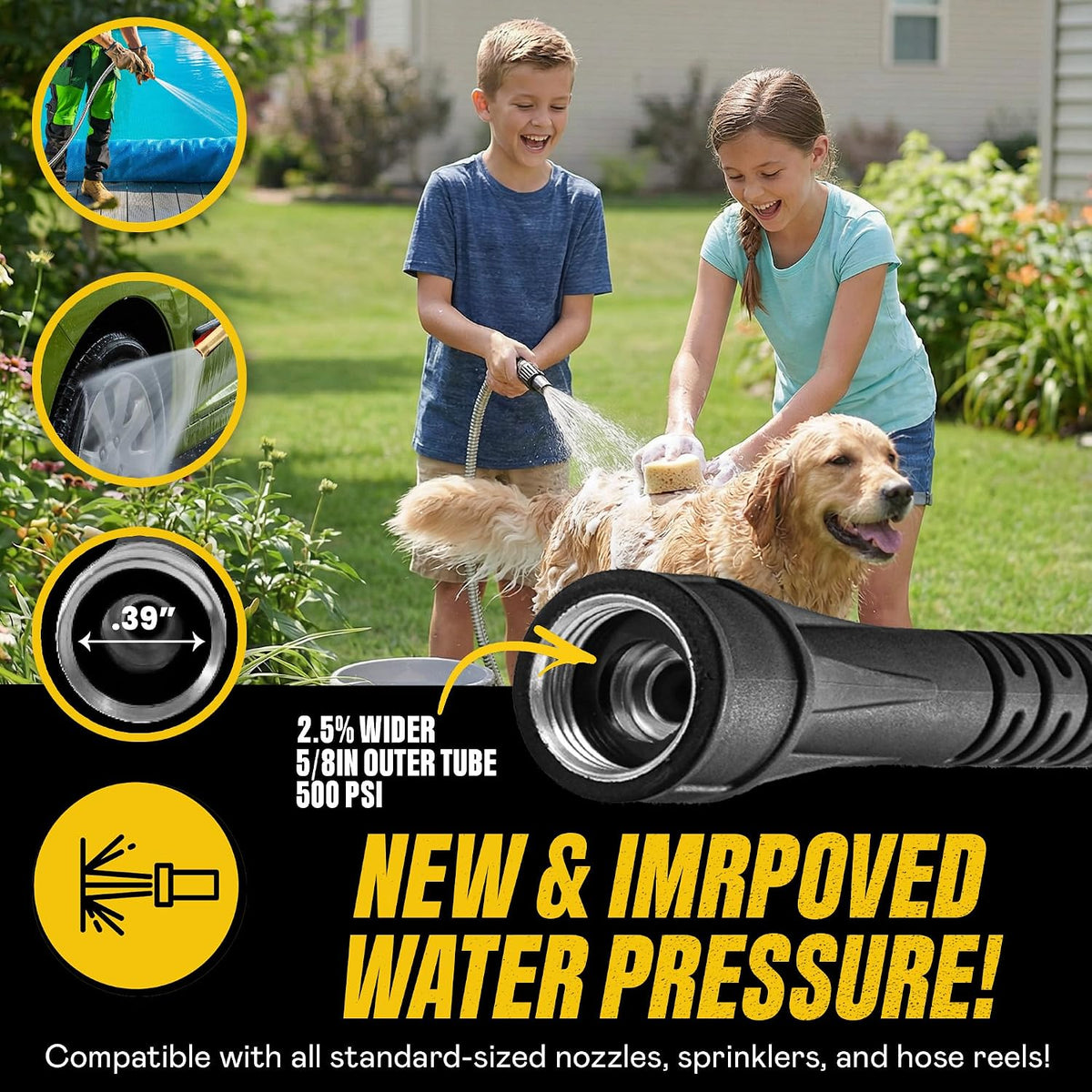 BIONIC STEEL 25 Ft Metal Garden Hose with Sprayer Nozzle