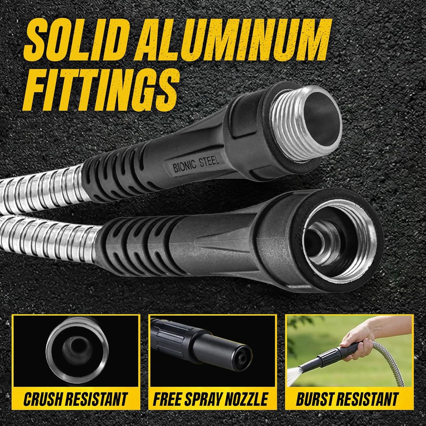 BIONIC STEEL 25 Ft Metal Garden Hose with Sprayer Nozzle