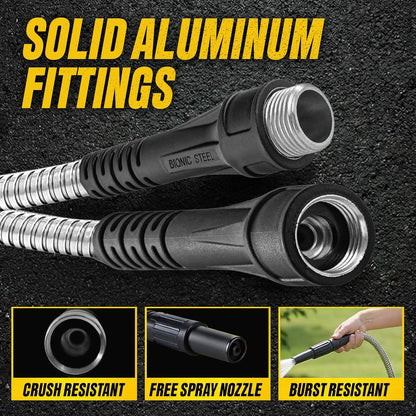 BIONIC STEEL 25 Ft Metal Garden Hose with Sprayer Nozzle