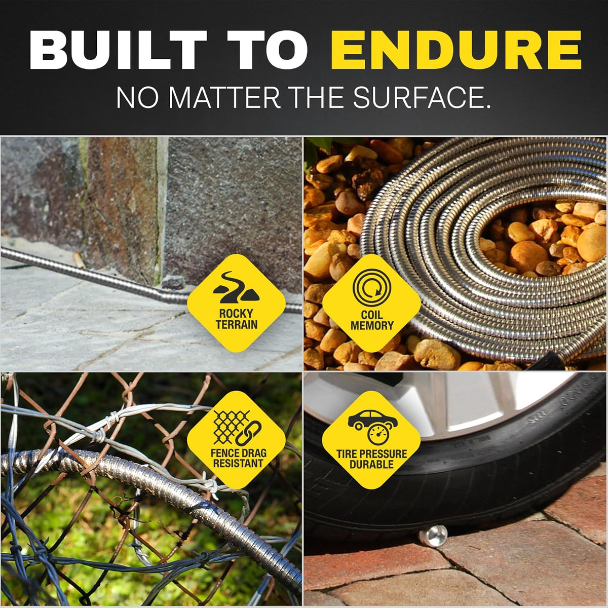 BIONIC STEEL 25 Ft Metal Garden Hose with Sprayer Nozzle