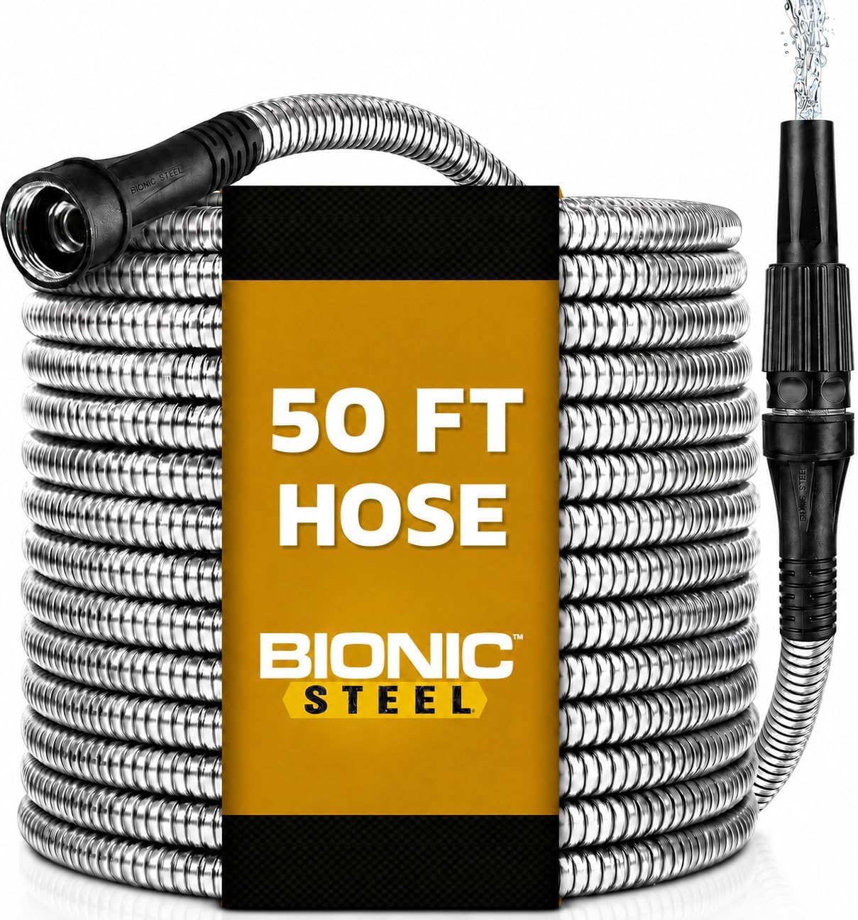 BIONIC STEEL 25 Ft Metal Garden Hose with Sprayer Nozzle