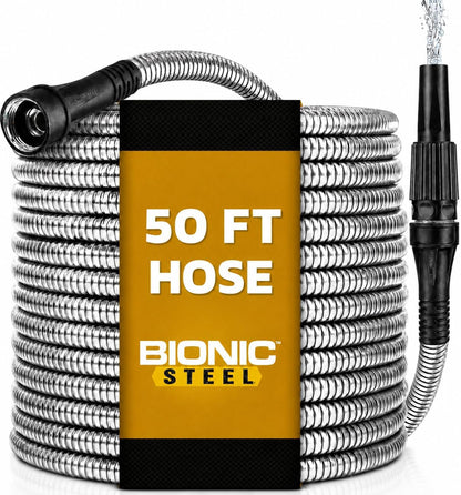 BIONIC STEEL 25 Ft Metal Garden Hose with Sprayer Nozzle