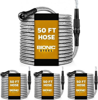 BIONIC STEEL 25 Ft Metal Garden Hose with Sprayer Nozzle