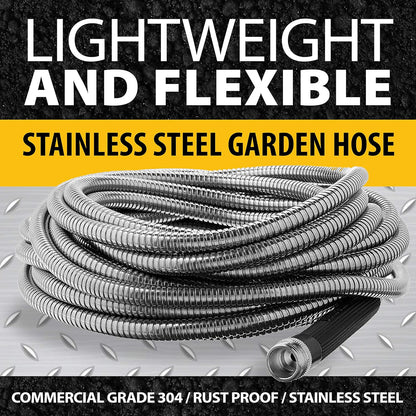 BIONIC STEEL 25 Ft Metal Garden Hose with Sprayer Nozzle