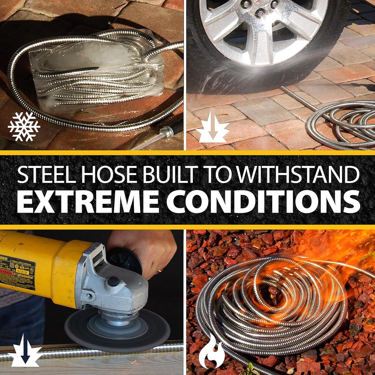 BIONIC STEEL 25 Ft Metal Garden Hose with Sprayer Nozzle