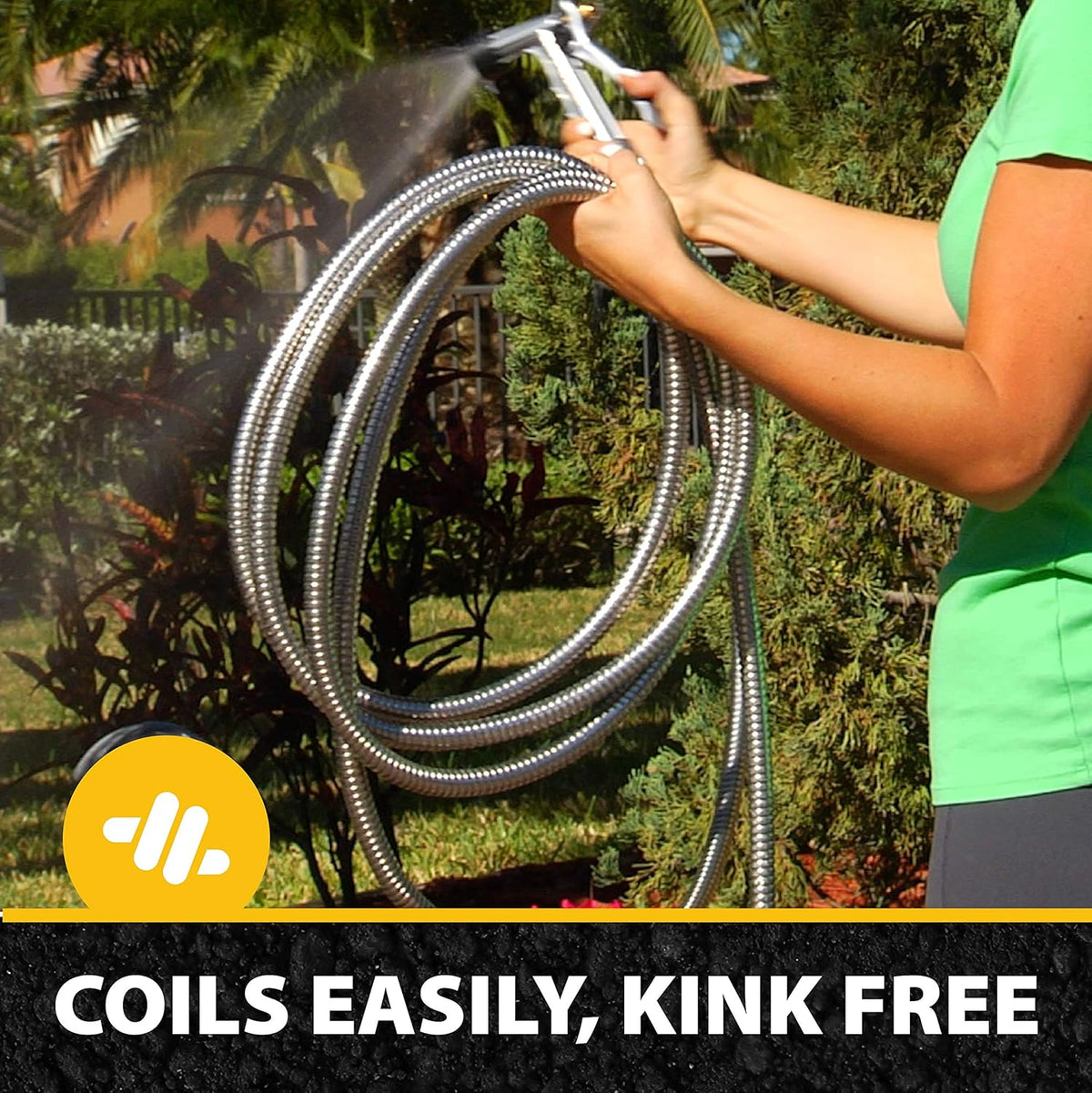 BIONIC STEEL 25 Ft Metal Garden Hose with Sprayer Nozzle