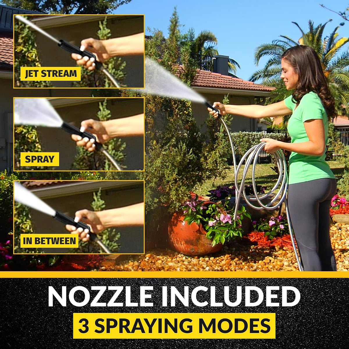 BIONIC STEEL 25 Ft Metal Garden Hose with Sprayer Nozzle