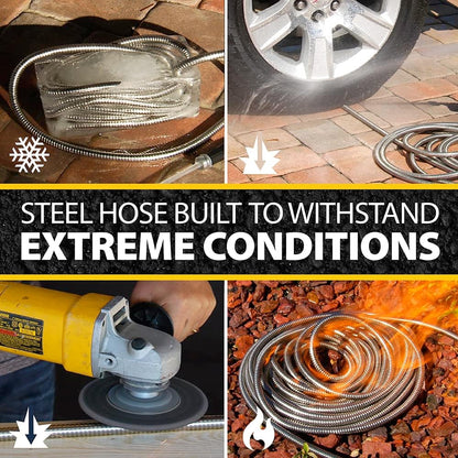 BIONIC STEEL 25 Ft Metal Garden Hose with Sprayer Nozzle