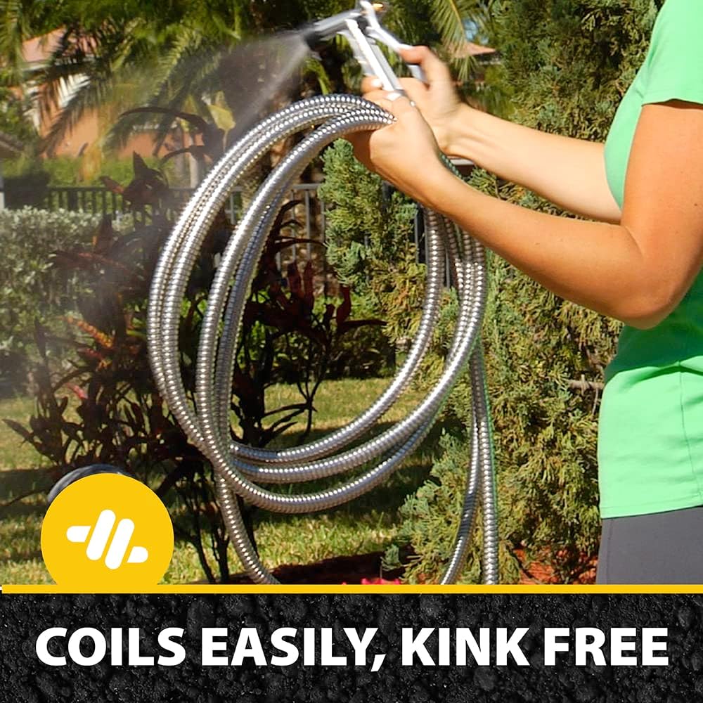 BIONIC STEEL 25 Ft Metal Garden Hose with Sprayer Nozzle