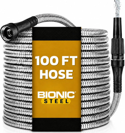 BIONIC STEEL 25 Ft Metal Garden Hose with Sprayer Nozzle
