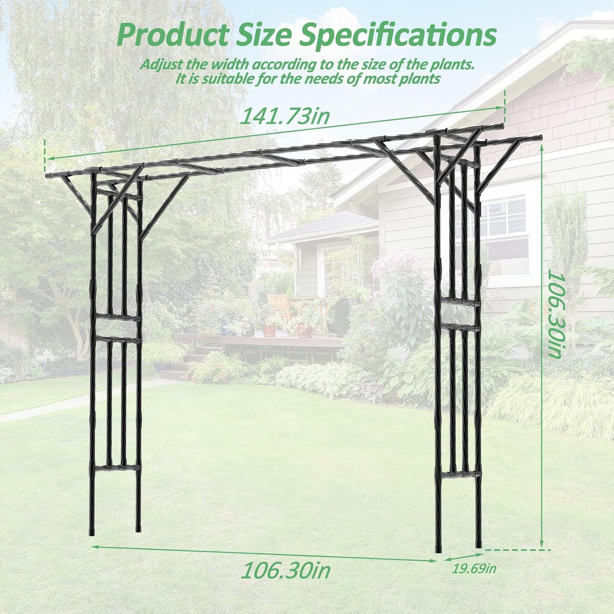 Garden Arch Trellis - 141" L x 106" H Supersize Flattop Garden Arch
