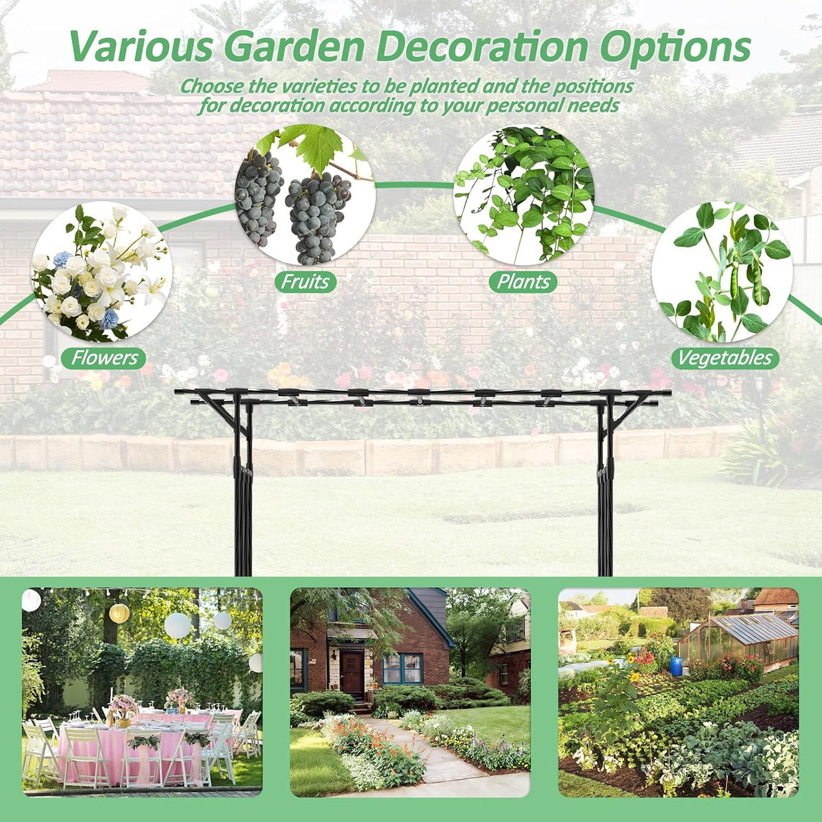 Garden Arch Trellis - 141" L x 106" H Supersize Flattop Garden Arch
