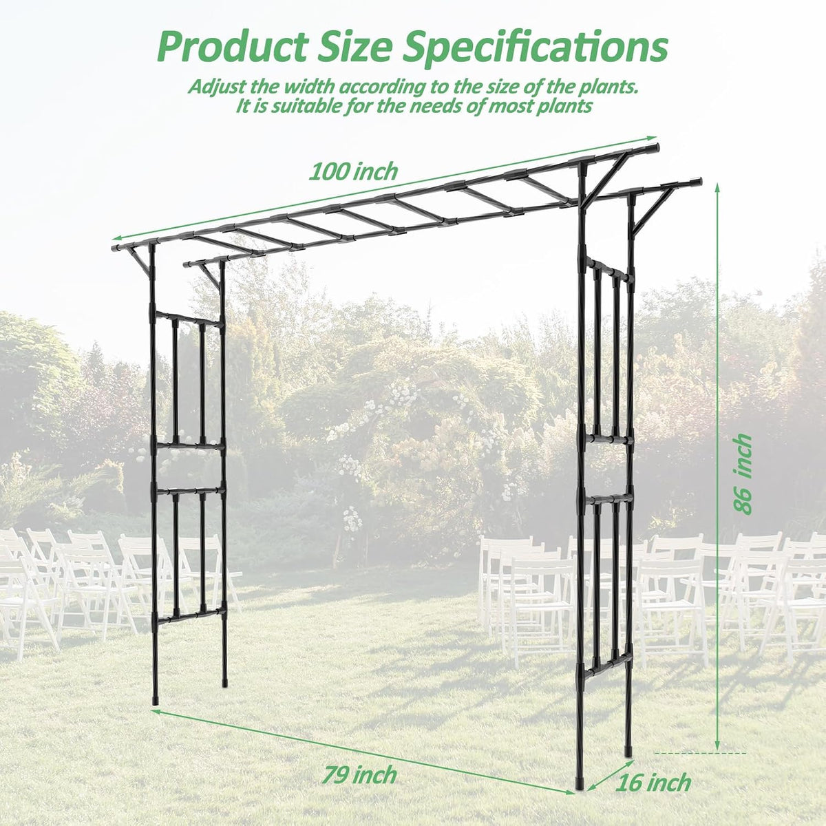 Garden Arch Trellis - 141" L x 106" H Supersize Flattop Garden Arch