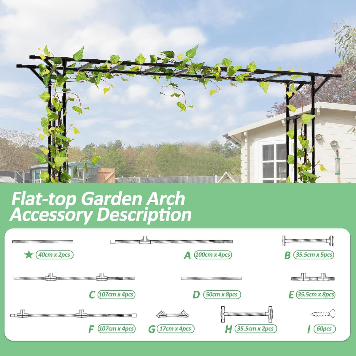 Garden Arch Trellis - 141" L x 106" H Supersize Flattop Garden Arch