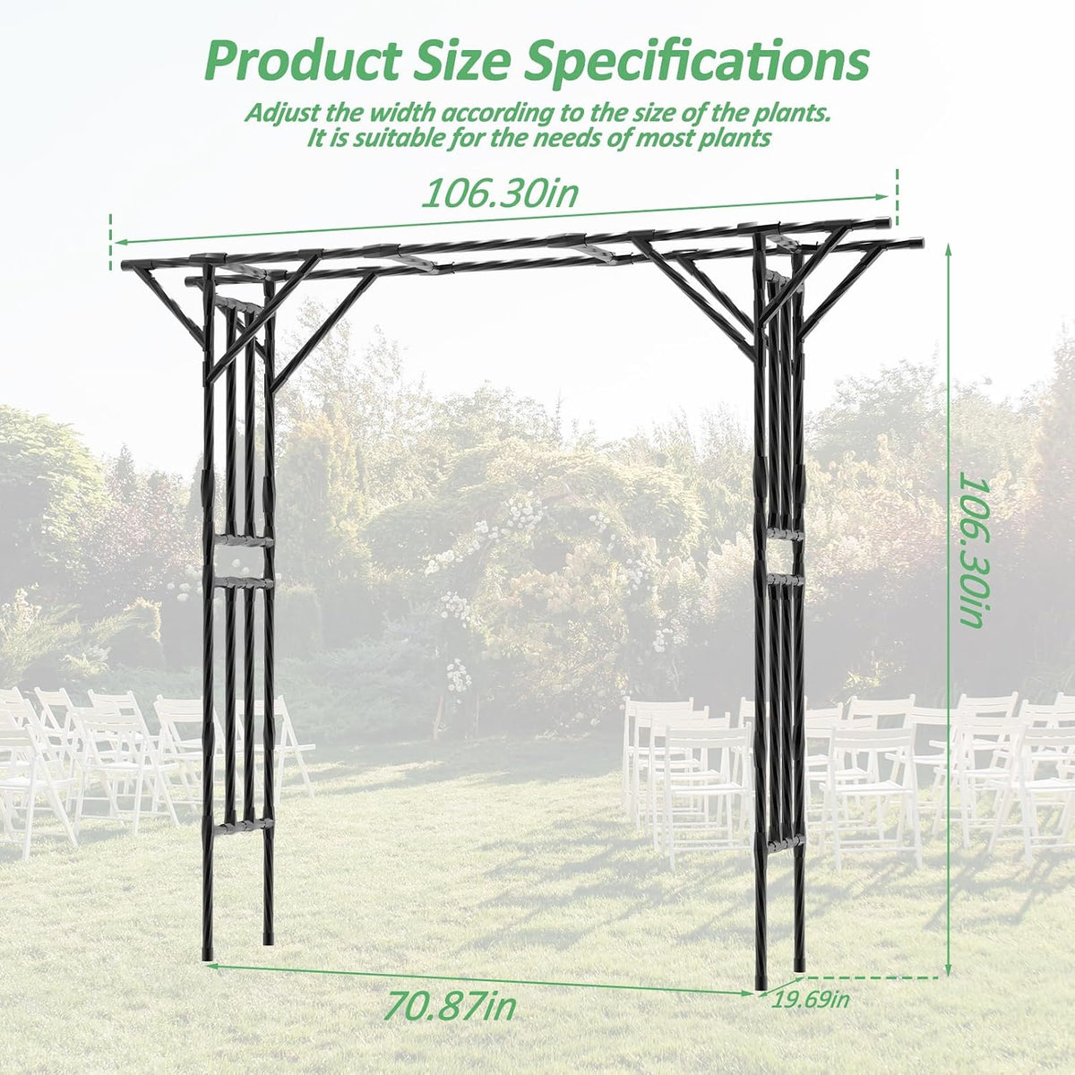Garden Arch Trellis - 141" L x 106" H Supersize Flattop Garden Arch
