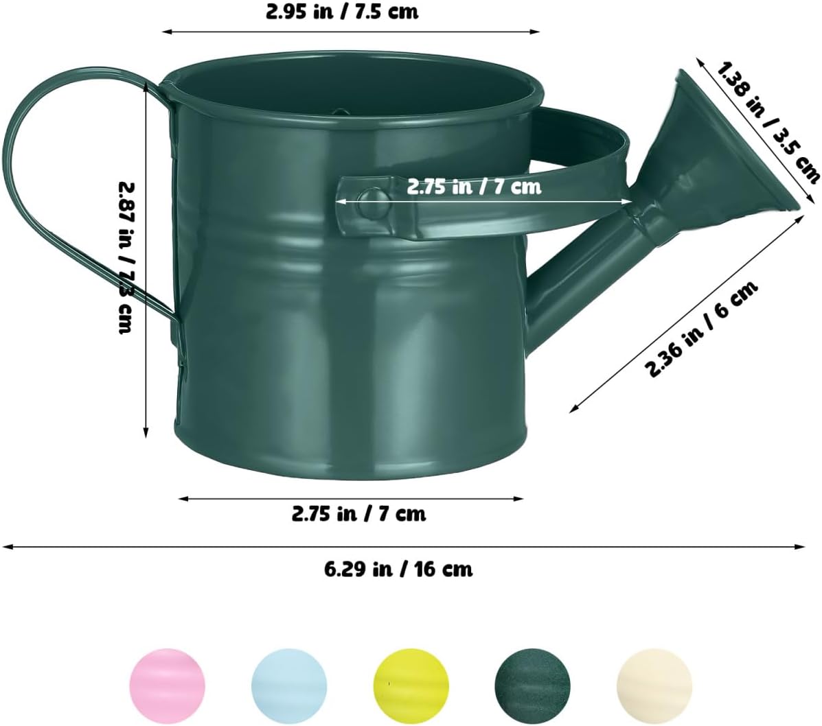 5Pcs Mini Kids Watering Can Set, Small Metal Watering Cans with Long Spout for Indoor Plants, Garden Play, Patio Flowers, Balcony Pots, Toddlers, Random Colors
