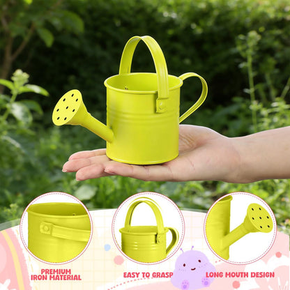 5Pcs Mini Kids Watering Can Set, Small Metal Watering Cans with Long Spout for Indoor Plants, Garden Play, Patio Flowers, Balcony Pots, Toddlers, Random Colors