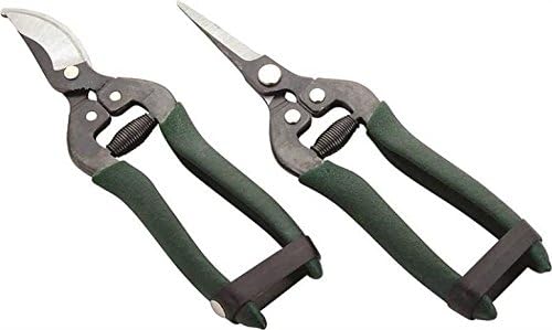 Pruning Snips Set (2) - Floral Scissors and Bypass pruners - Precise pruning flowers, fruit trees, bonsai, grapes - Carbon Steel blades - Safety lock design