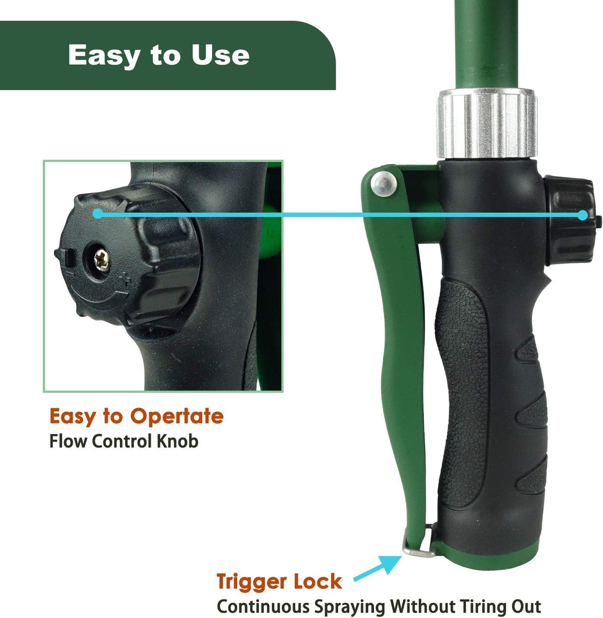 Heavy Duty 21 Inch Watering Wand with Pivoting Head, Adjustable Water Sprayer Wand with Ergonomic Handle, Spray 6 Watering Patterns, Perfect for Watering Hanging Plants