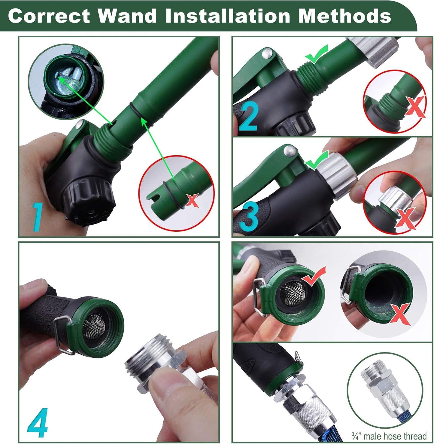 Heavy Duty 21 Inch Watering Wand with Pivoting Head, Adjustable Water Sprayer Wand with Ergonomic Handle, Spray 6 Watering Patterns, Perfect for Watering Hanging Plants