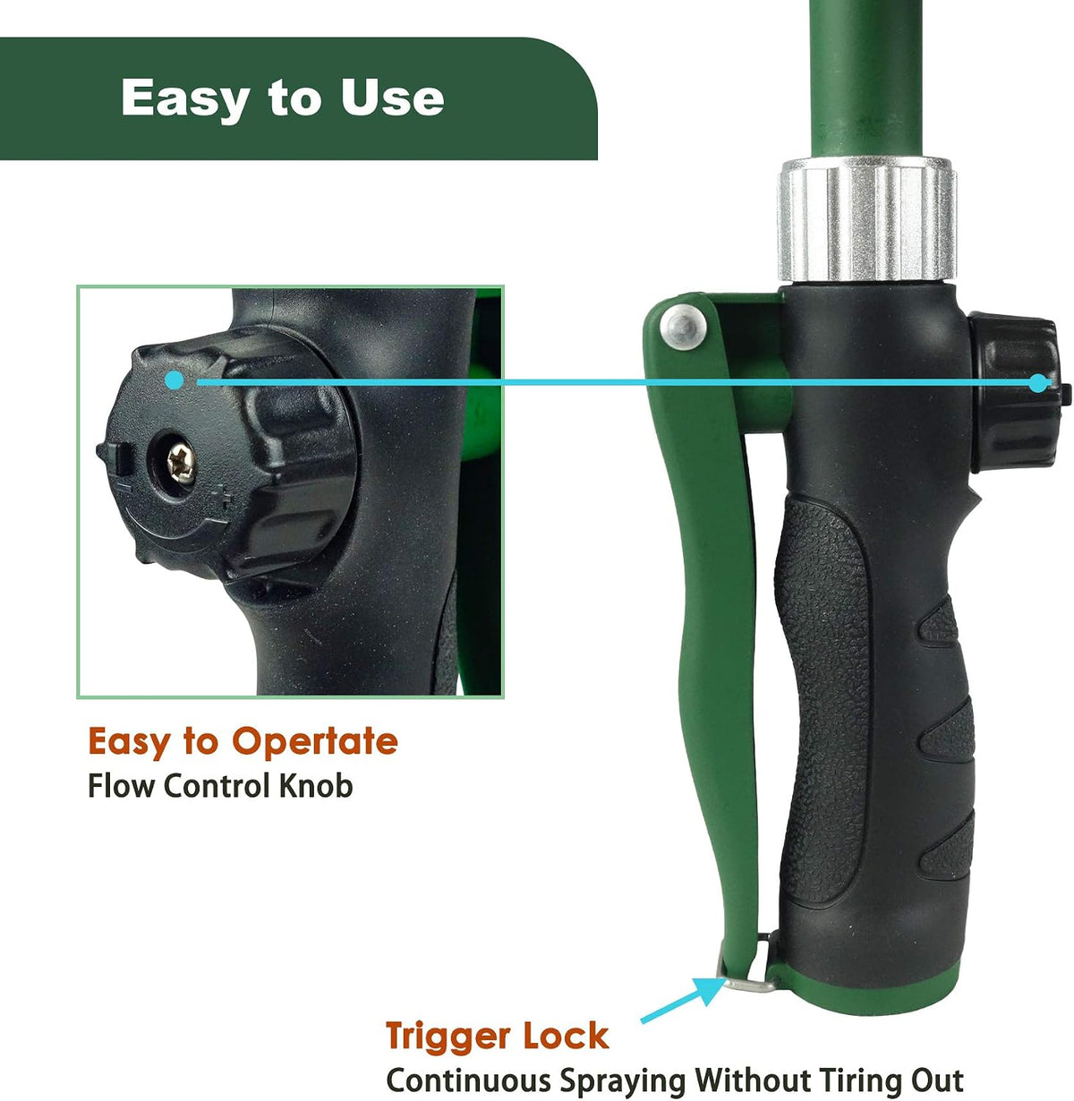Heavy Duty 21 Inch Watering Wand with Pivoting Head, Adjustable Water Sprayer Wand with Ergonomic Handle, Spray 6 Watering Patterns, Perfect for Watering Hanging Plants