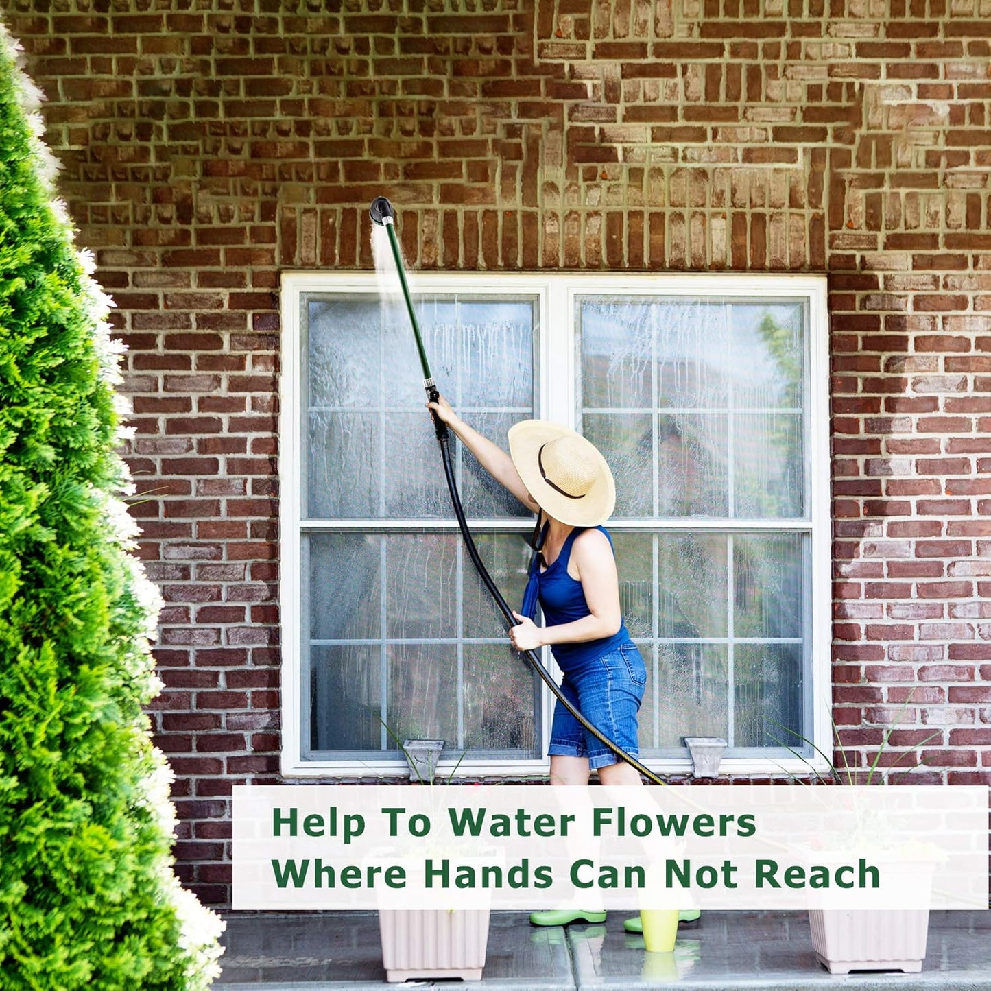 Heavy Duty 21 Inch Watering Wand with Pivoting Head, Adjustable Water Sprayer Wand with Ergonomic Handle, Spray 6 Watering Patterns, Perfect for Watering Hanging Plants