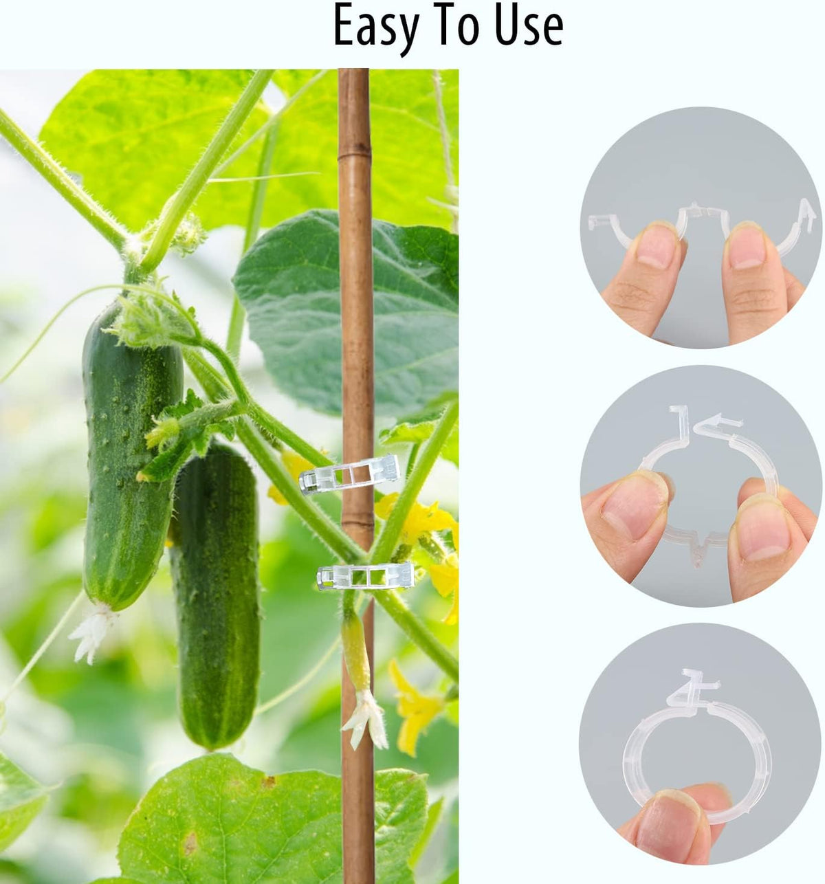 Tomato Clips, 100 Pcs Support Clips, Plastic Trellis Clips, Garden Clips to Grow Upright Makes Plants Healthier for Tomato Cucumber Grape Vegetables Plants