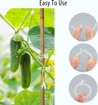 Tomato Clips, 100 Pcs Support Clips, Plastic Trellis Clips, Garden Clips to Grow Upright Makes Plants Healthier for Tomato Cucumber Grape Vegetables Plants