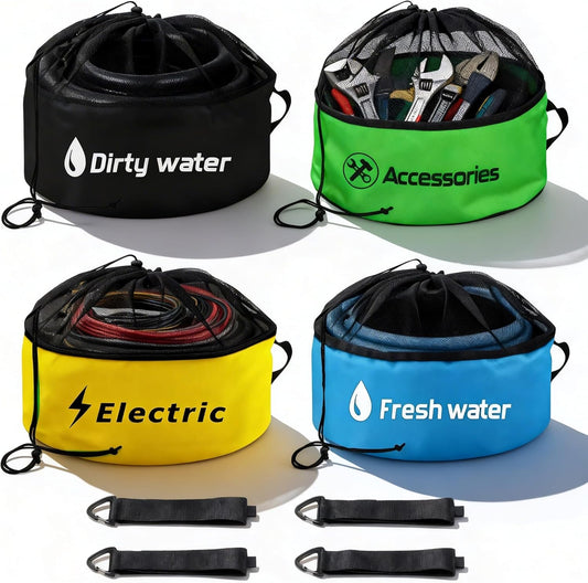4 Pack RV Hose Storage Bags, Waterproof with Straps