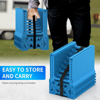RV Sewer Hose Support 20FT with Secure Rubber Band & Carry Strap, RV Sewer Hose Holder Adjust Height for Travel Trailers, RV, Campers | Avoiding Obstacles & Deep Cradles, Quick Setup/Collapse