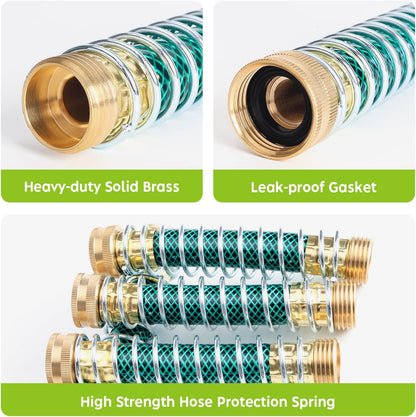 A30008-D Brass Hose Y Connector Brass Garden Hose Adapter, Garden Hose Splitter 2 Way Heavy Duty, Hose Bib Splitter with 2 Extra Rubber Washers-2PACK