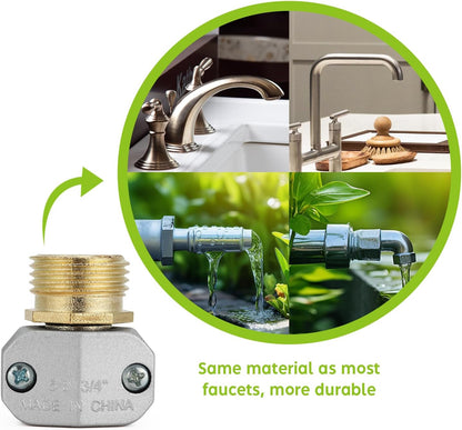 A30008-D Brass Hose Y Connector Brass Garden Hose Adapter, Garden Hose Splitter 2 Way Heavy Duty, Hose Bib Splitter with 2 Extra Rubber Washers-2PACK