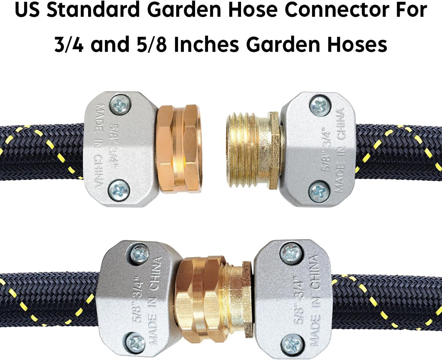 A30008-D Brass Hose Y Connector Brass Garden Hose Adapter, Garden Hose Splitter 2 Way Heavy Duty, Hose Bib Splitter with 2 Extra Rubber Washers-2PACK