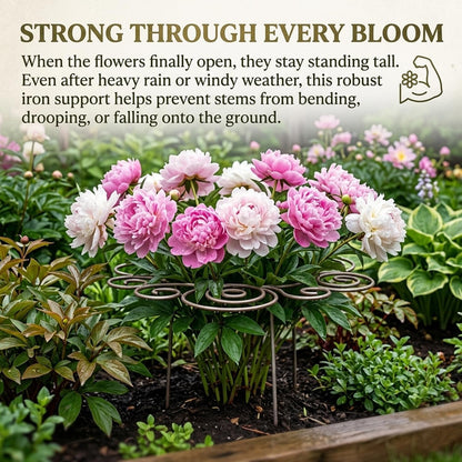Metal Plant Support Ring for Garden, Peony Cages and Supports, Indoor/Outdoor Plants Wire Hoop, Stackable Houseplant Stake for Climbing Plants Vines Peonies Tomatoes (L)