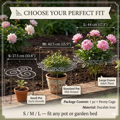 Metal Plant Support Ring for Garden, Peony Cages and Supports, Indoor/Outdoor Plants Wire Hoop, Stackable Houseplant Stake for Climbing Plants Vines Peonies Tomatoes (L)