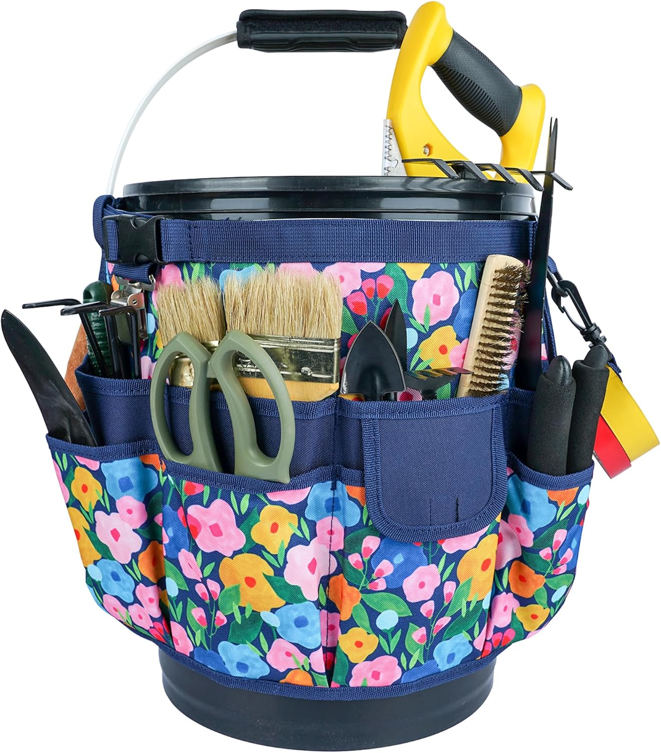 MELOTOUGH Bucket Caddy Organizer Bucket Tool Organizer for Garden Tools Fit 3.5 to 5 Gallon Bucket (Flower)