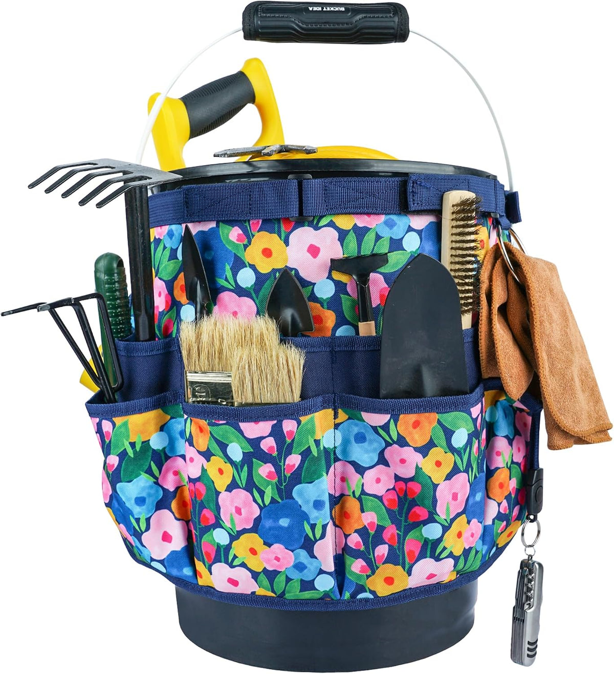 MELOTOUGH Bucket Caddy Organizer Bucket Tool Organizer for Garden Tools Fit 3.5 to 5 Gallon Bucket (Flower)